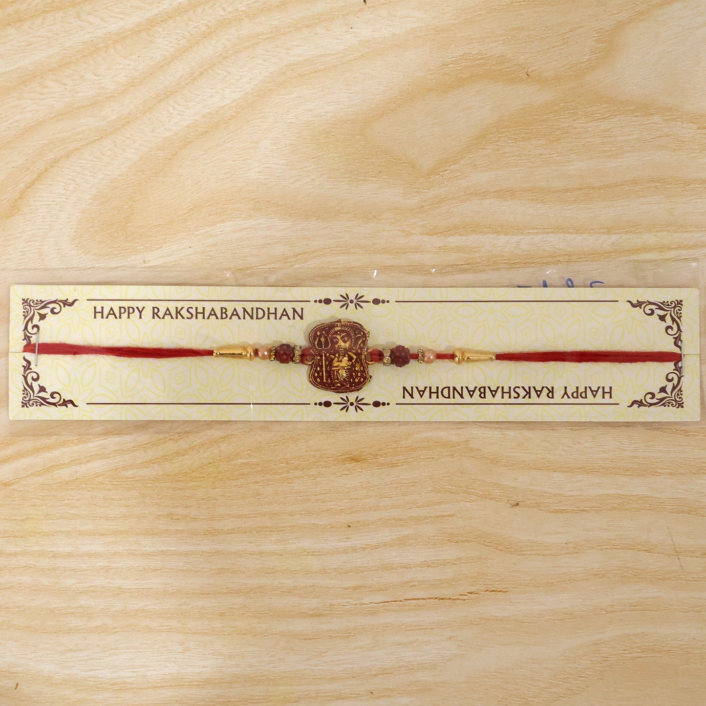 Antique Lord Ganesha Rakhi with Rudraksha & Beads for Brother