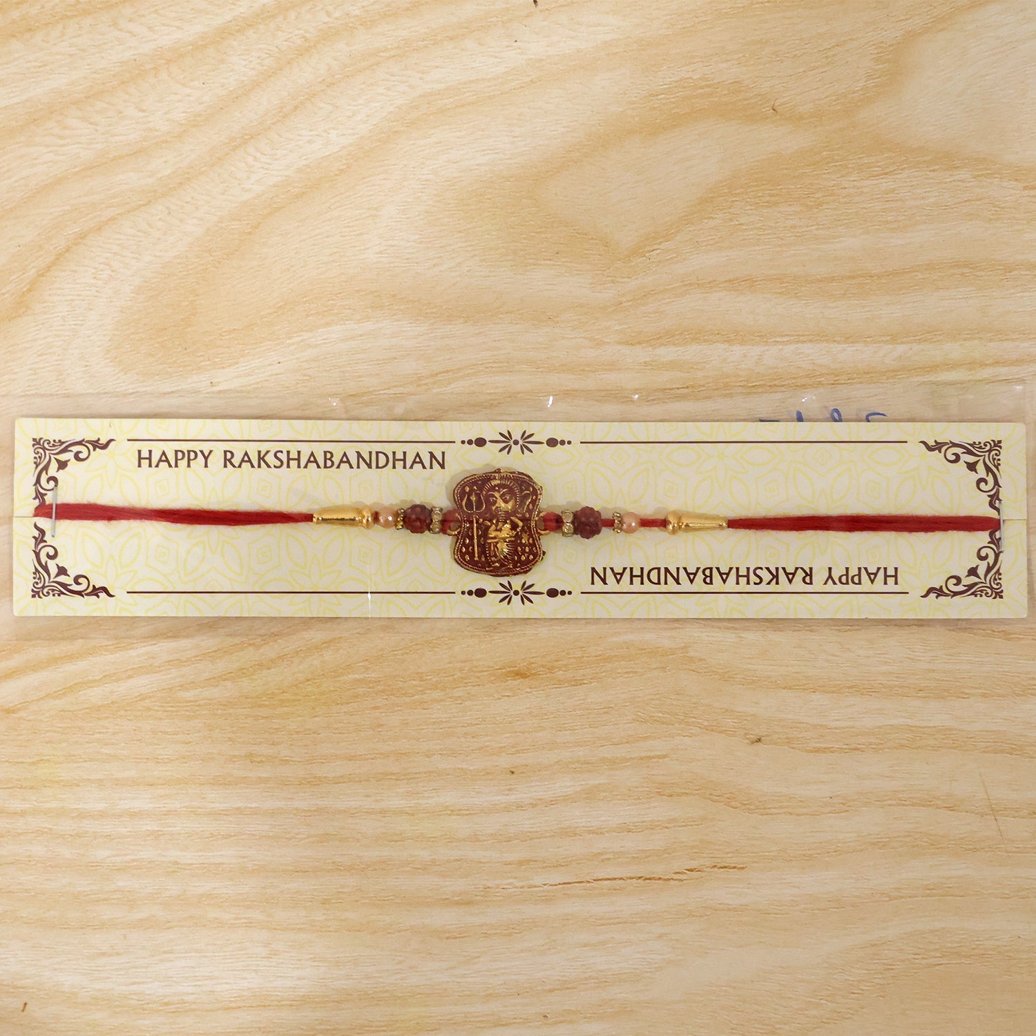 Antique Lord Ganesha Rakhi with Rudraksha & Beads for Brother