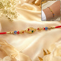 AD Stone Rakhi – Colourful Marquise Design for Brothers on Raksha Bandhan