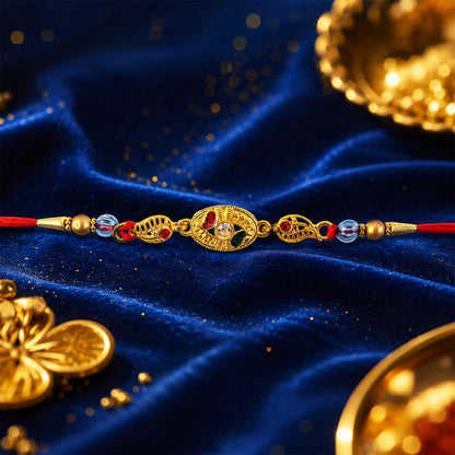 Colourful Marquise AD Stone Rakhi for Brother - Rakshabandhan Gift