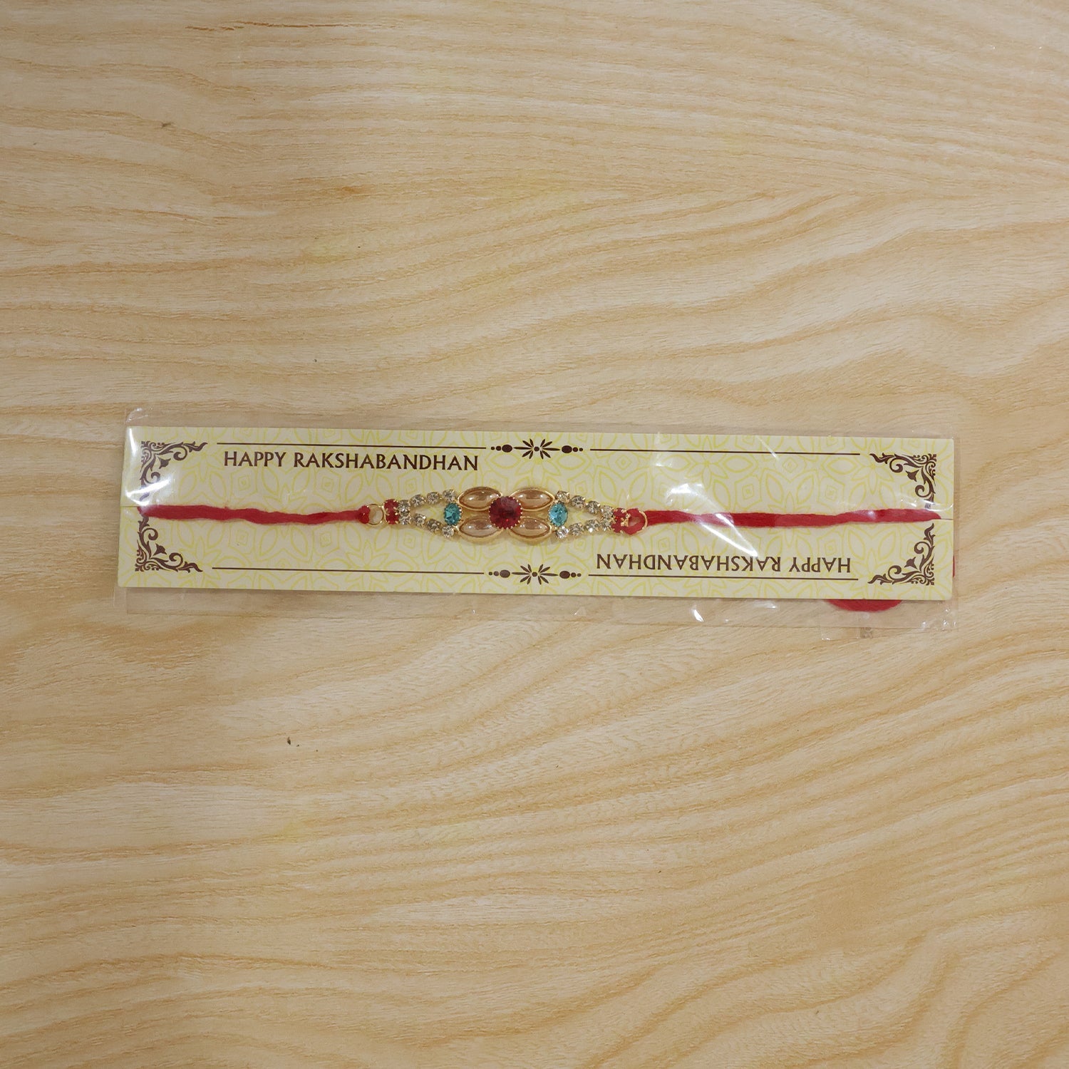 Designer Gold & Silver AD Stone Floral Rakhi for Brother
