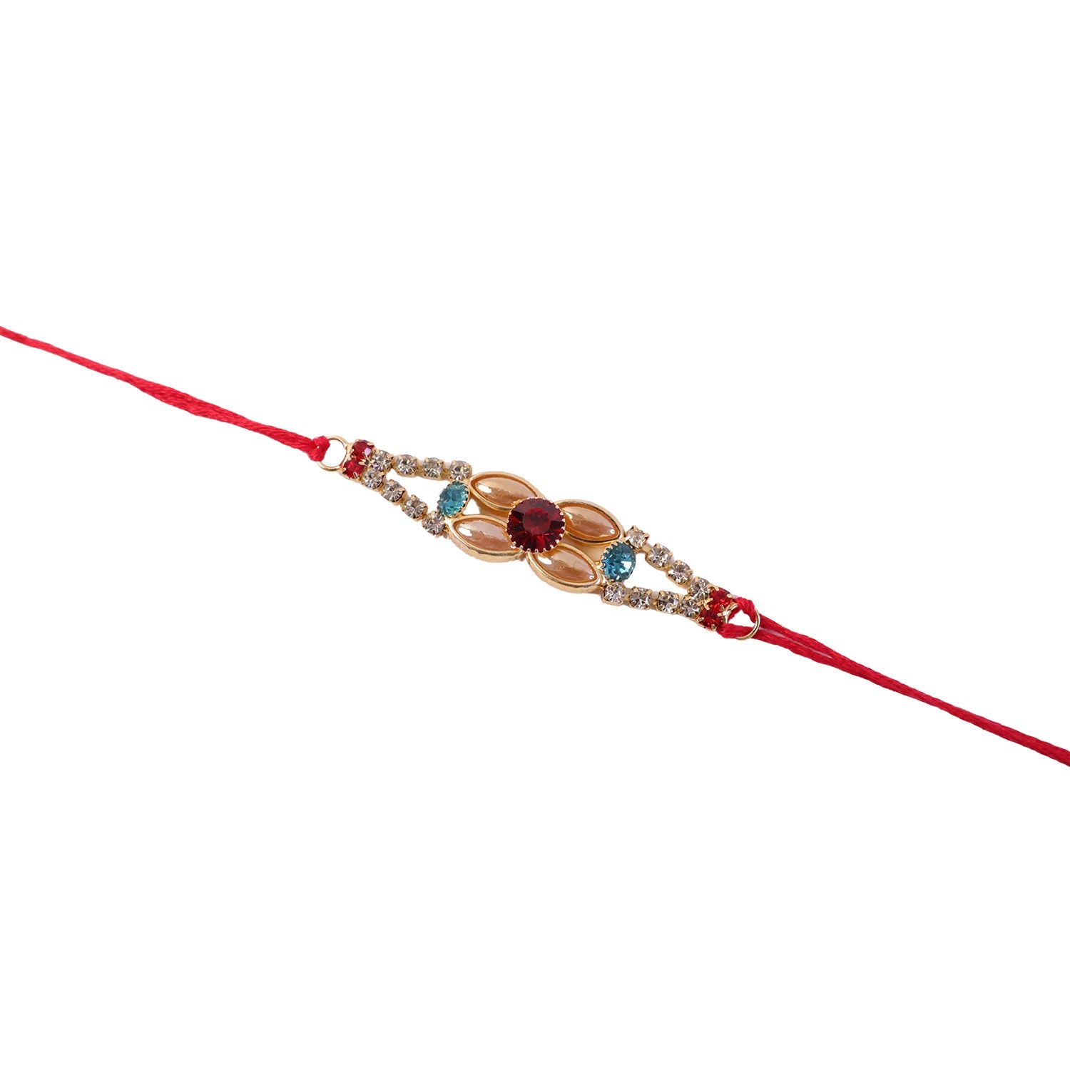 Designer Gold & Silver AD Stone Floral Rakhi for Brother