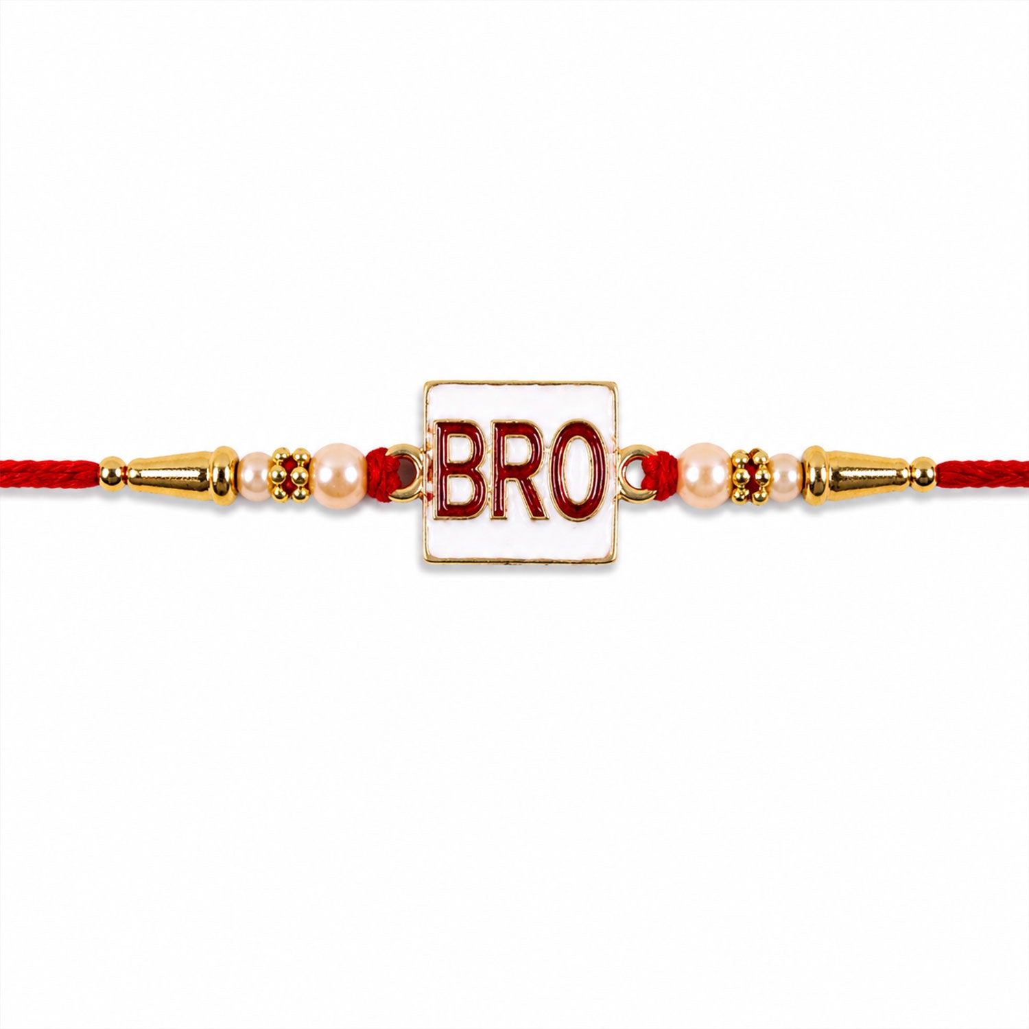 Stylish 'BRO' Text Rakhi with Pearls for Brother - Rakshabandhan Gift