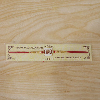 Stylish 'BRO' Text Rakhi with Pearls for Brother - Rakshabandhan Gift