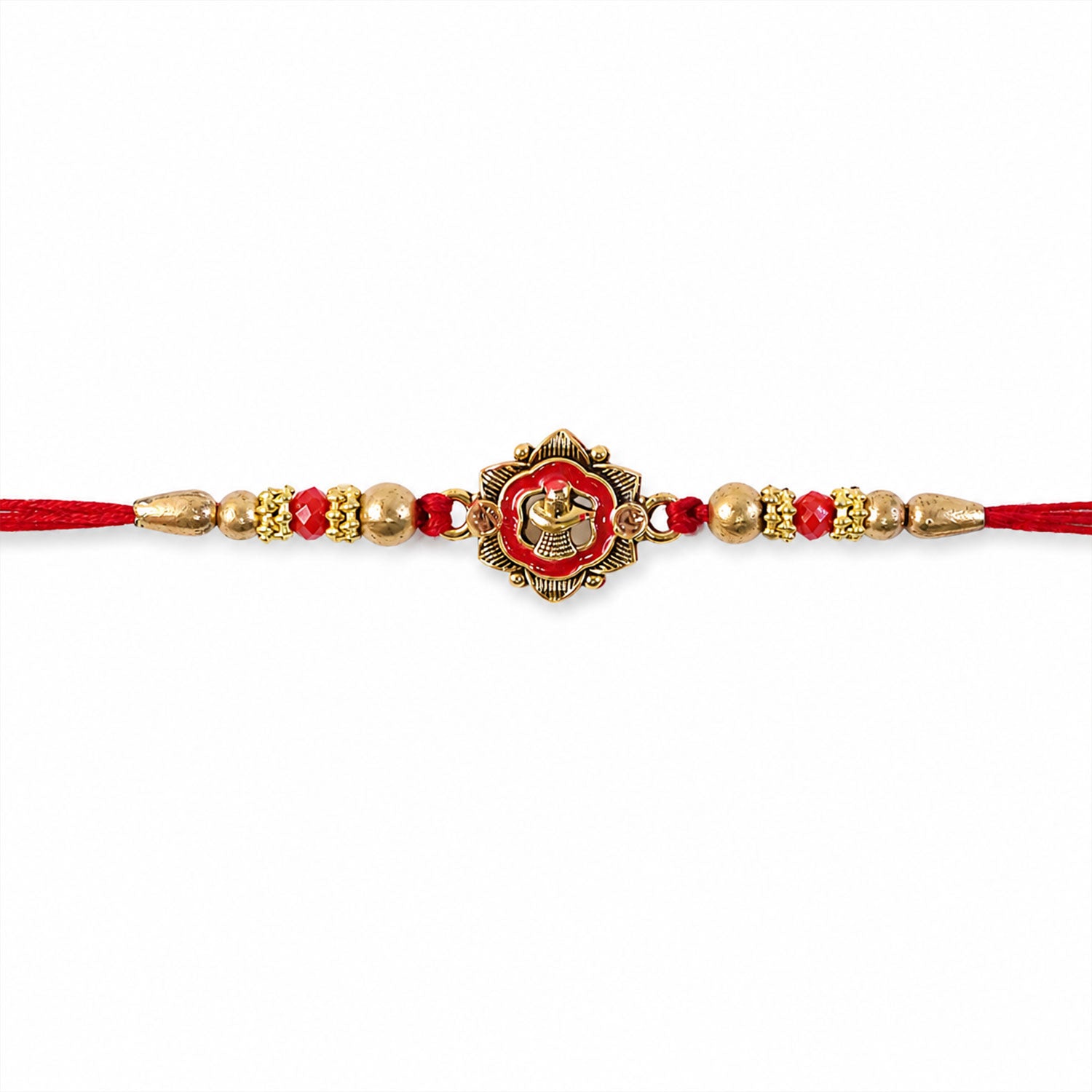 Golden Meenakari Floral Rakhi with Crystal Beads for Brother