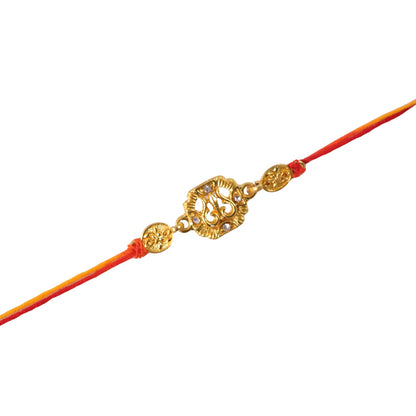 Traditional Golden Rakhi with Leaf Design for Brother