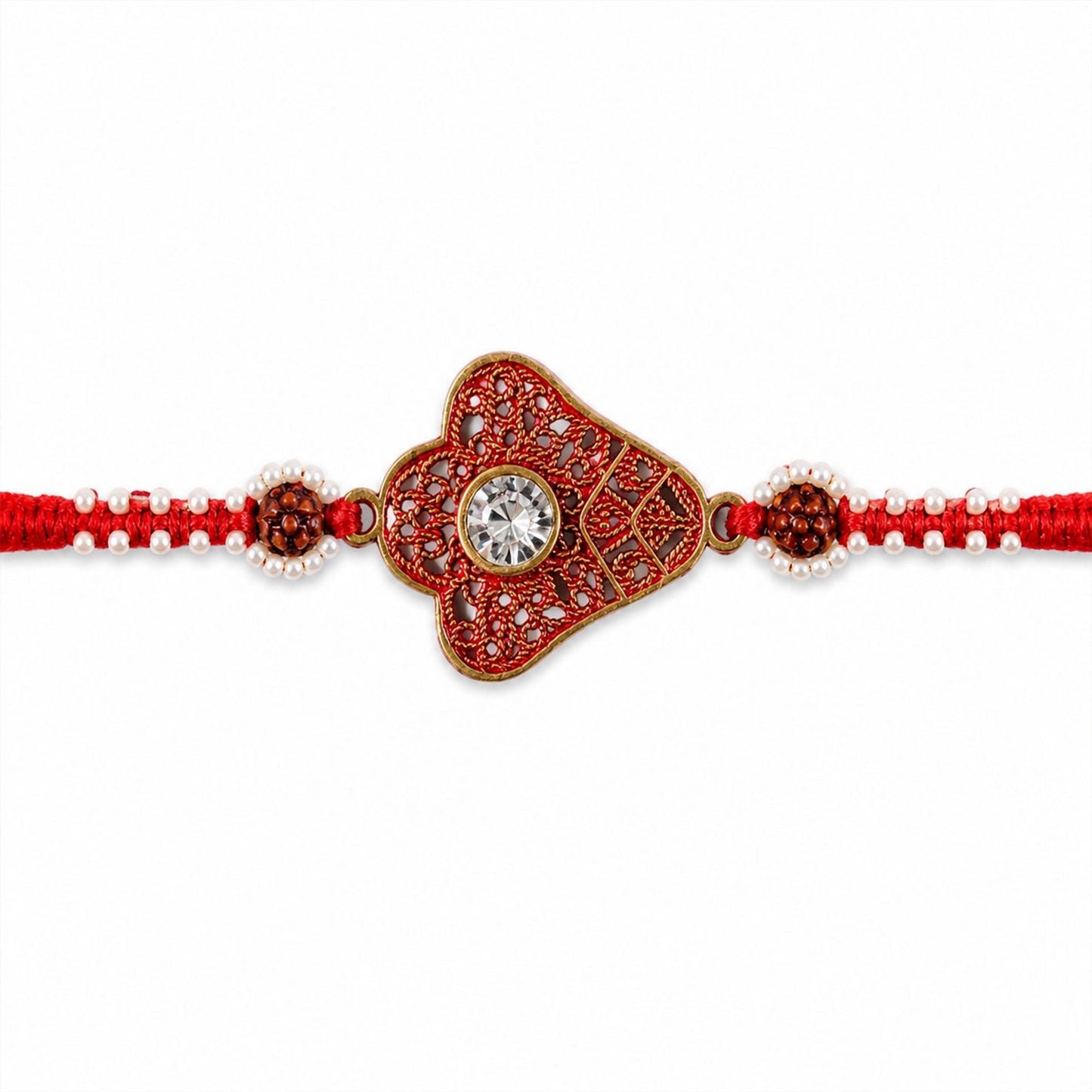 Meenakari Floral Rakhi with AD Stone & Pearls for Brother