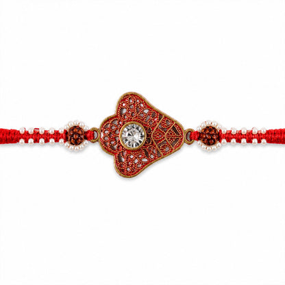 Meenakari Floral Rakhi with AD Stone & Pearls for Brother