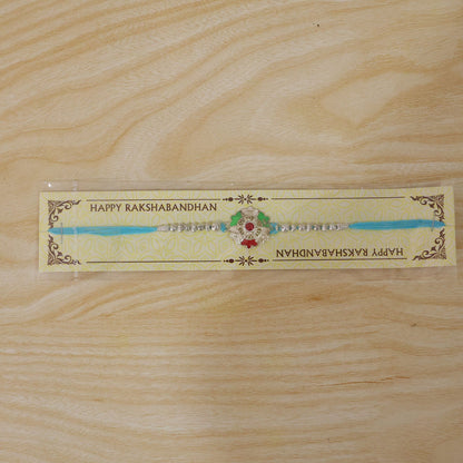 Silver Meenakari Floral Rakhi with Beads for Brother