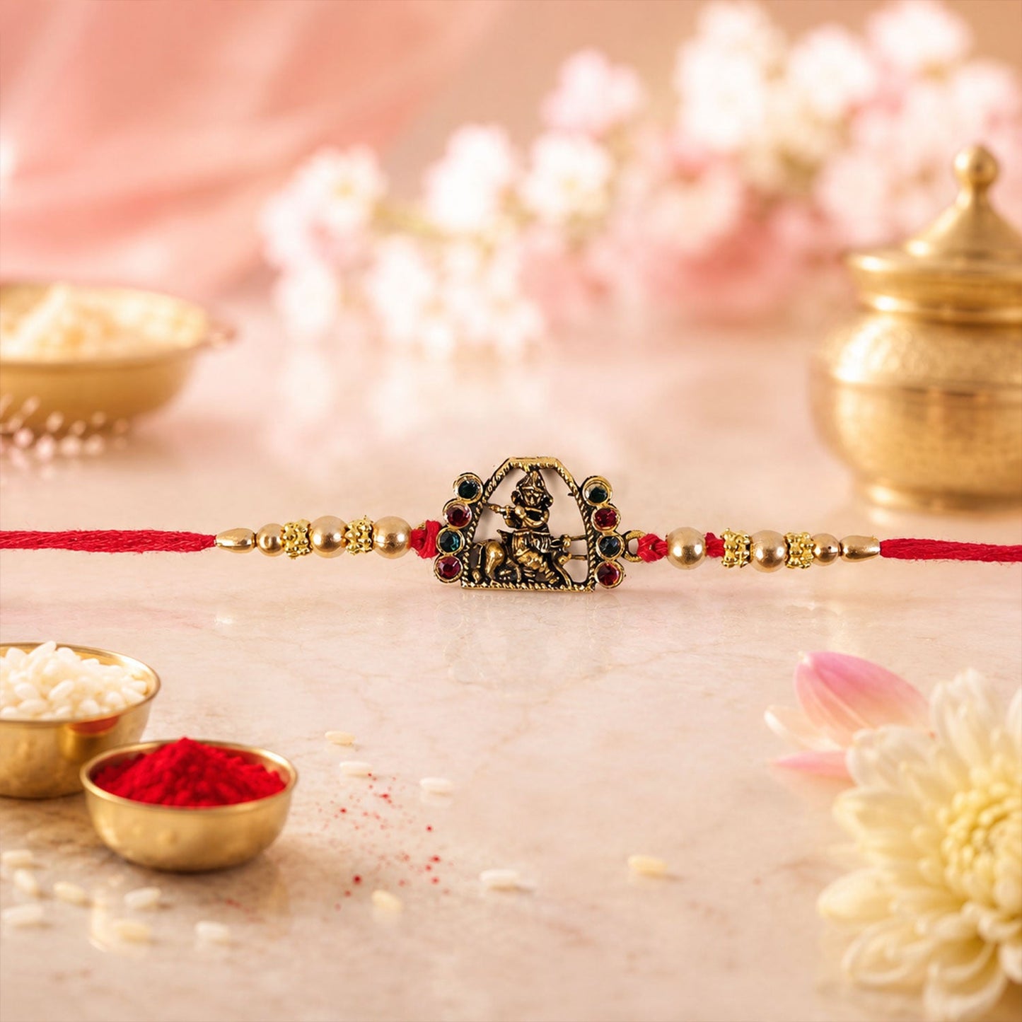 Bal Gopal Krishna Rakhi with Pearls & Colourful Stones