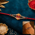 Kundan Rakhi – Elegant Topaz & American Diamond Design for Brothers