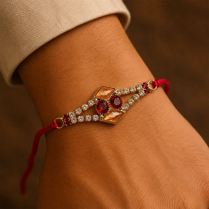Topaz Kundan Stone Rakhi with American Diamonds