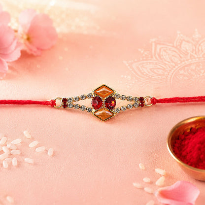 Topaz Kundan Stone Rakhi with American Diamonds