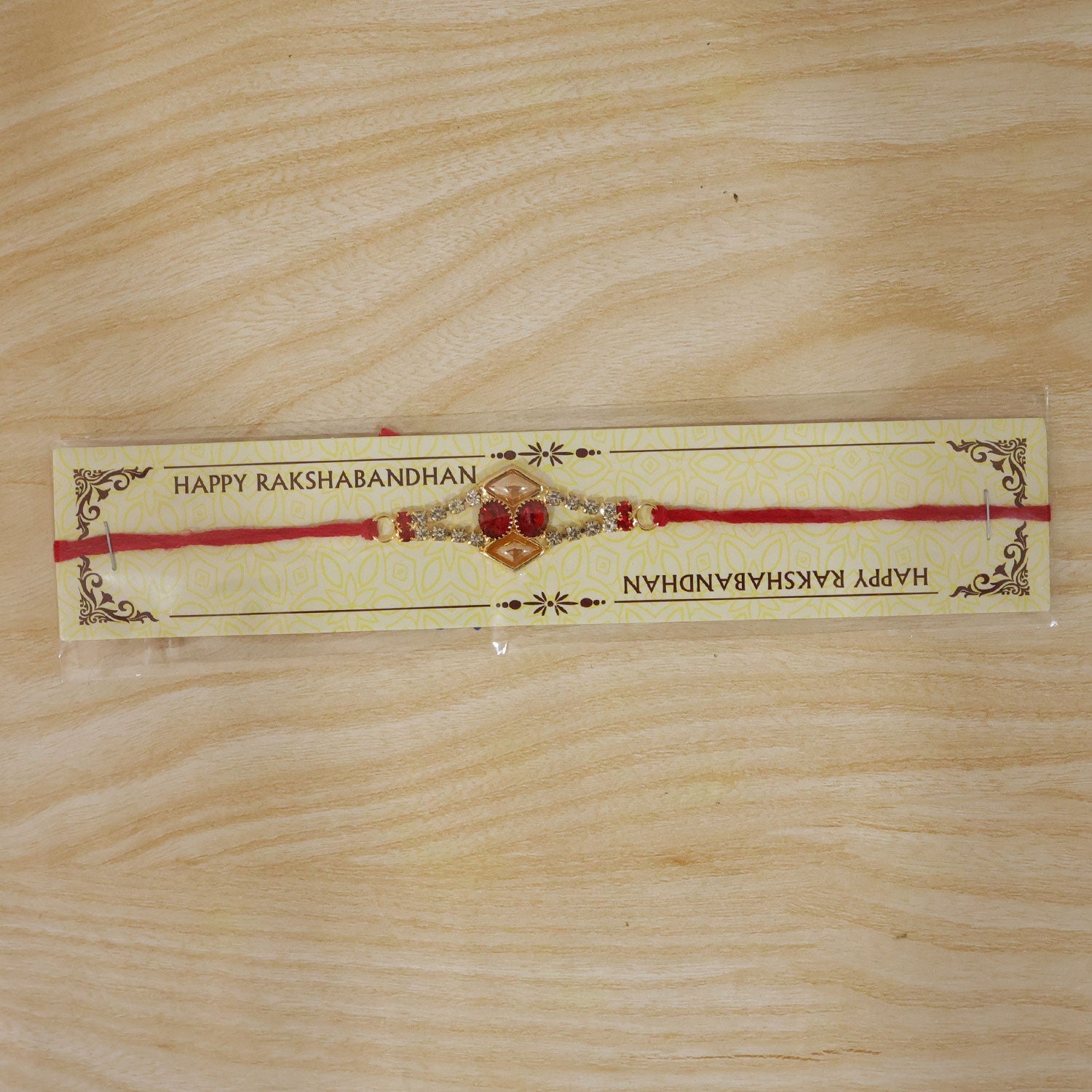 Topaz Kundan Stone Rakhi with American Diamonds