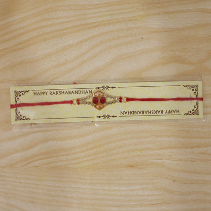 Topaz Kundan Stone Rakhi with American Diamonds