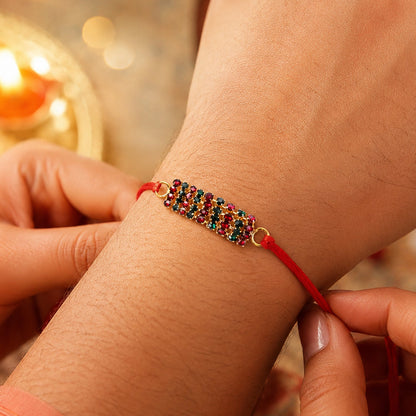 Sparkling Multicolour Crystal Bar Rakhi