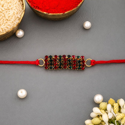 Sparkling Multicolour Crystal Bar Rakhi