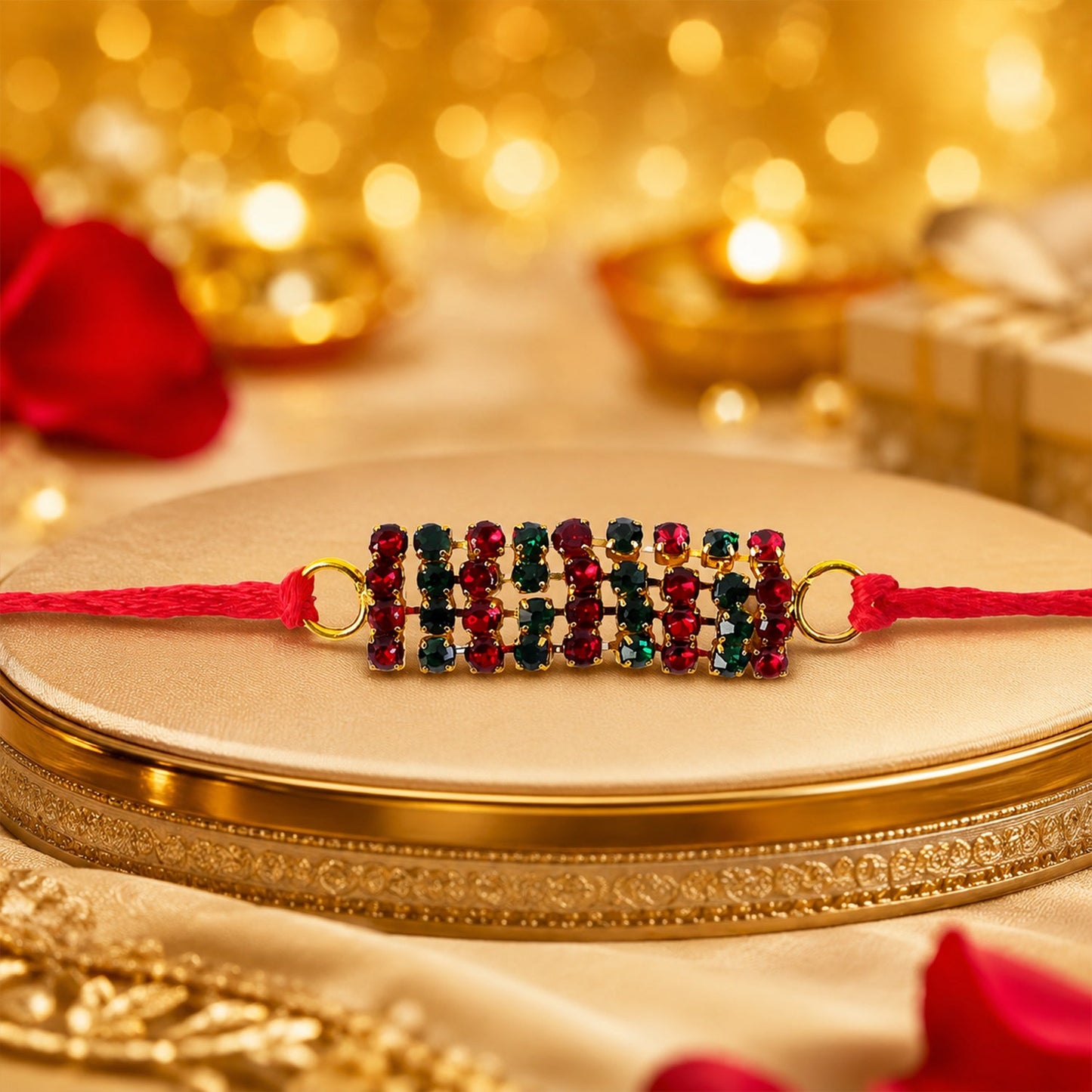Sparkling Multicolour Crystal Bar Rakhi
