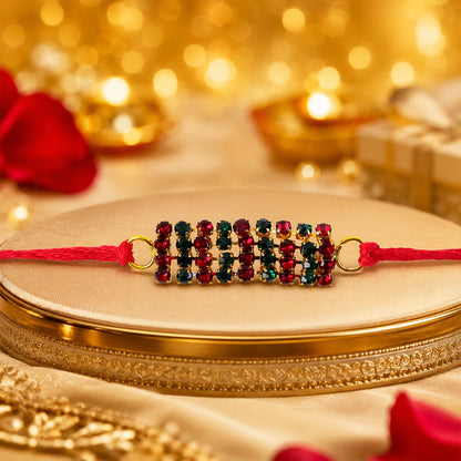 Sparkling Multicolour Crystal Bar Rakhi