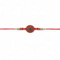 Bohemian Turquoise Red Beaded Disc Rakhi – Elegant Traditional Design