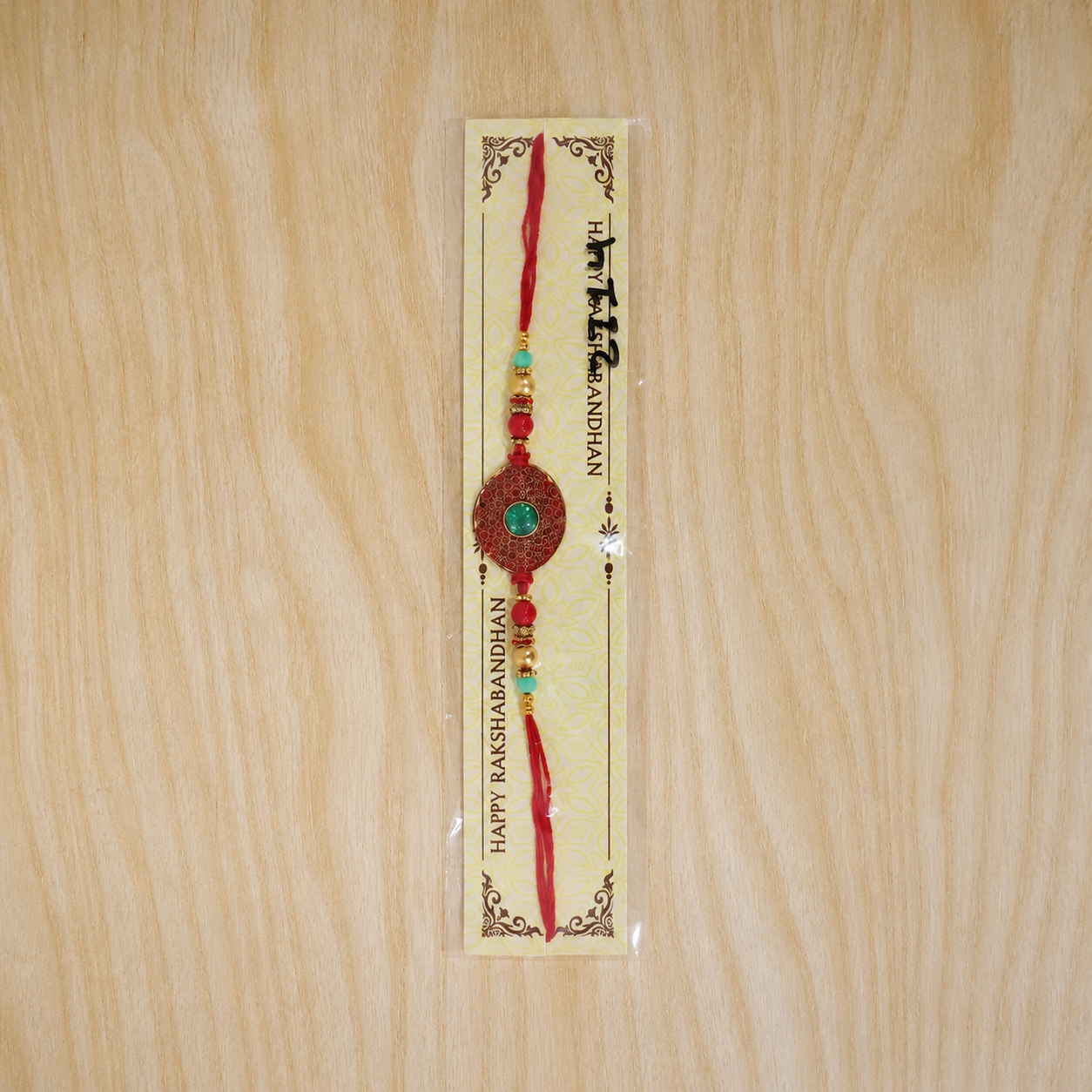 Bohemian Turquoise & Red Beaded Disc Rakhi