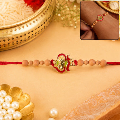 Lord Ganesha Sandalwood (Chandan) Bead Rakhi