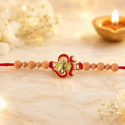 Lord Ganesha Sandalwood (Chandan) Bead Rakhi