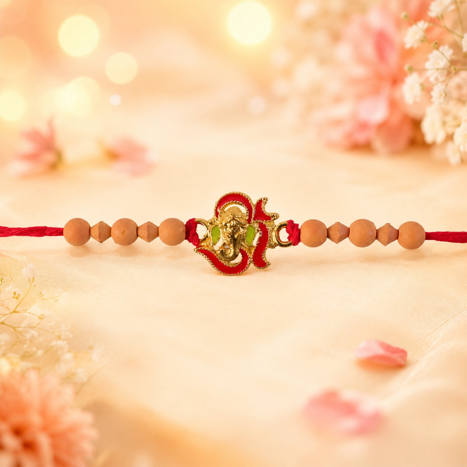 Lord Ganesha Sandalwood (Chandan) Bead Rakhi