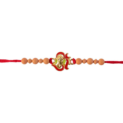 Lord Ganesha Sandalwood (Chandan) Bead Rakhi