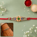 Kundan Floral Rakhi – Elegant, Lightweight with American Diamonds