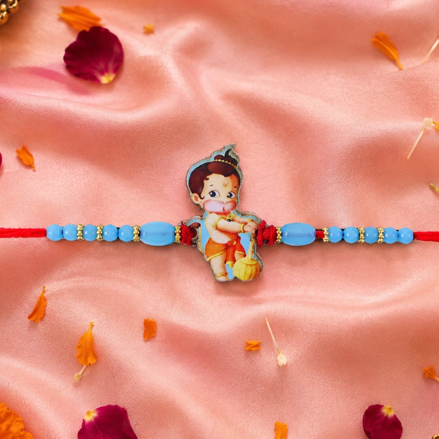 Kids Bal Hanuman Cartoon Rakhi with Blue Beads