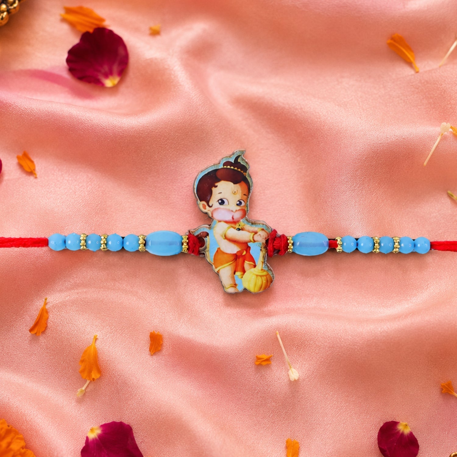 Kids Bal Hanuman Cartoon Rakhi with Blue Beads