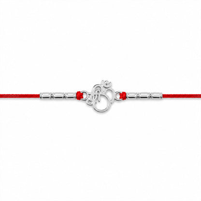 Silver Om (?) Rakhi with Textured Beads