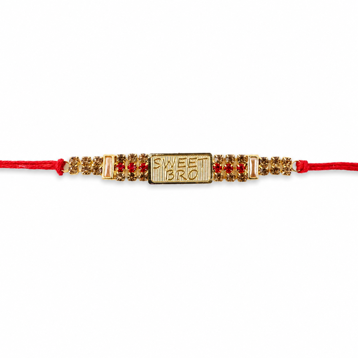 'Sweet Bro' Engraved Message Rakhi with Stones