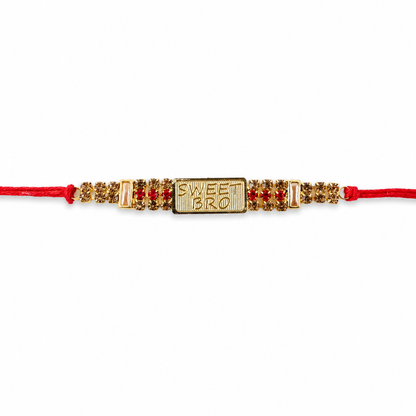 'Sweet Bro' Engraved Message Rakhi with Stones