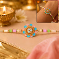 Blue Pink Meenakari Floral Rakhi – Elegant Festive Gift for Brothers