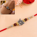 Antique Silver Baby Ganesha Rakhi – Elegant Traditional Festive Accessory