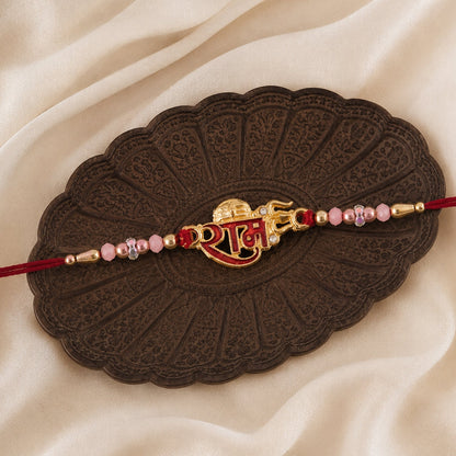 Golden Ram Naam Meenakari Rakhi with Beads for Brother
