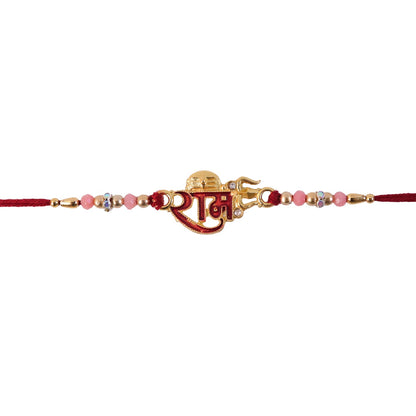 Golden Ram Naam Meenakari Rakhi with Beads for Brother