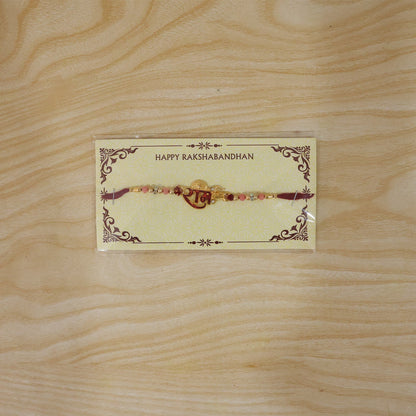 Golden Ram Naam Meenakari Rakhi with Beads for Brother