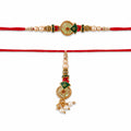 Premium Green Meenakari Pearl Beads bhabhi Lumba Rakhi