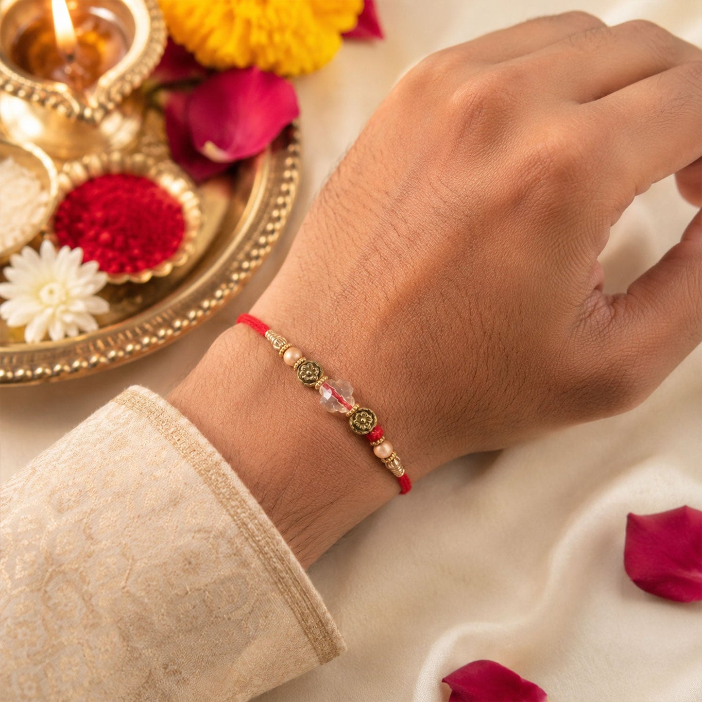 Traditional Bhaiya Bhabhi Rakhi with Beads