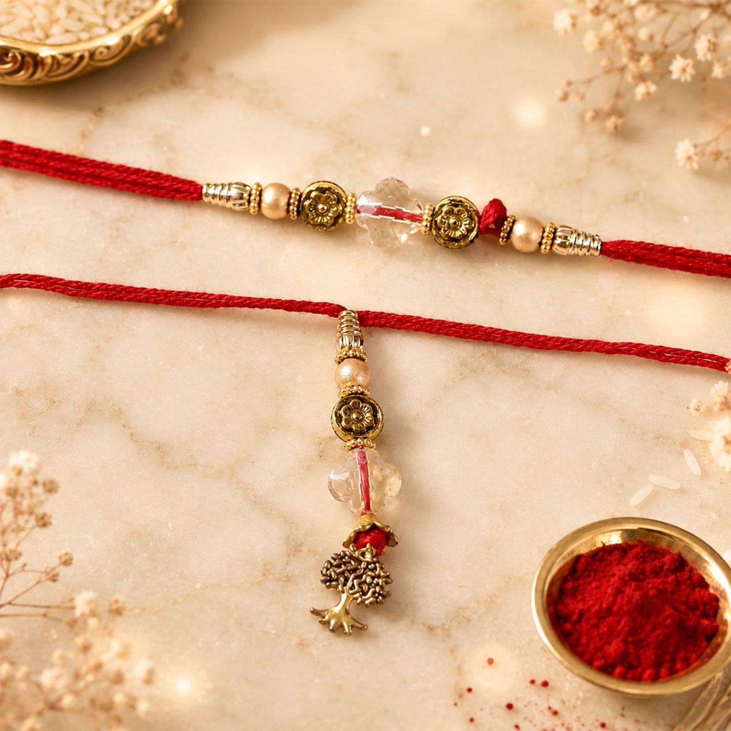 Traditional Bhaiya Bhabhi Rakhi with Beads