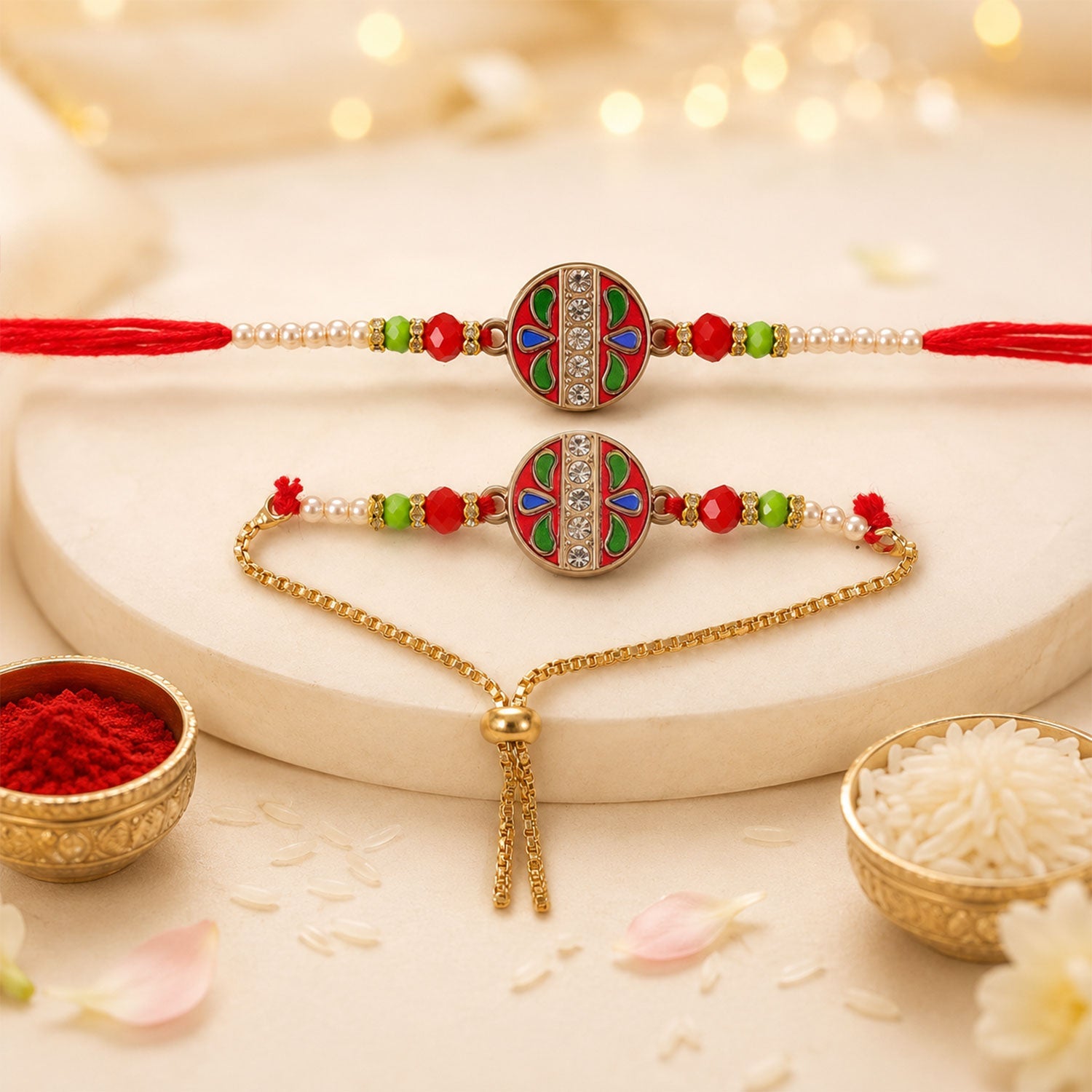 Premium Design Meenakari Bhaiya Bhabhi Rakhi