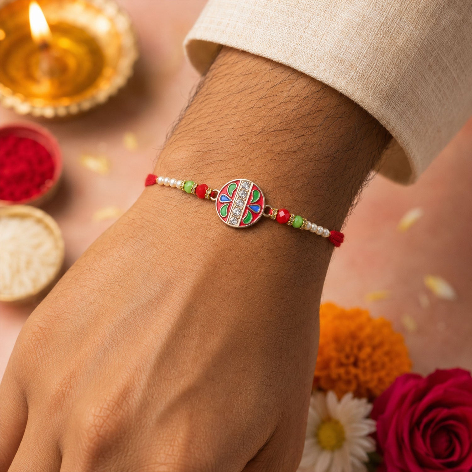 Premium Design Meenakari Bhaiya Bhabhi Rakhi