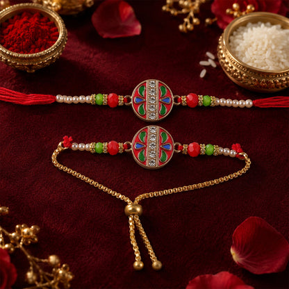 Premium Design Meenakari Bhaiya Bhabhi Rakhi