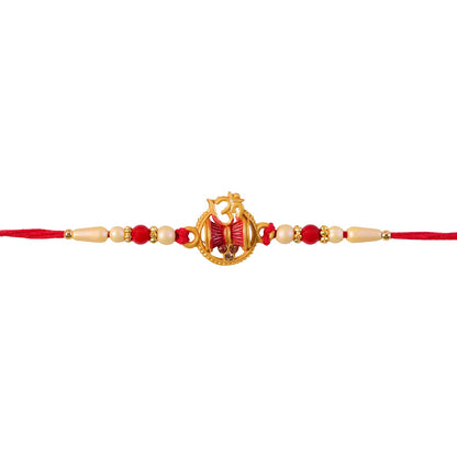 Decorative beads detail of Om Damaru Charm Rakhi