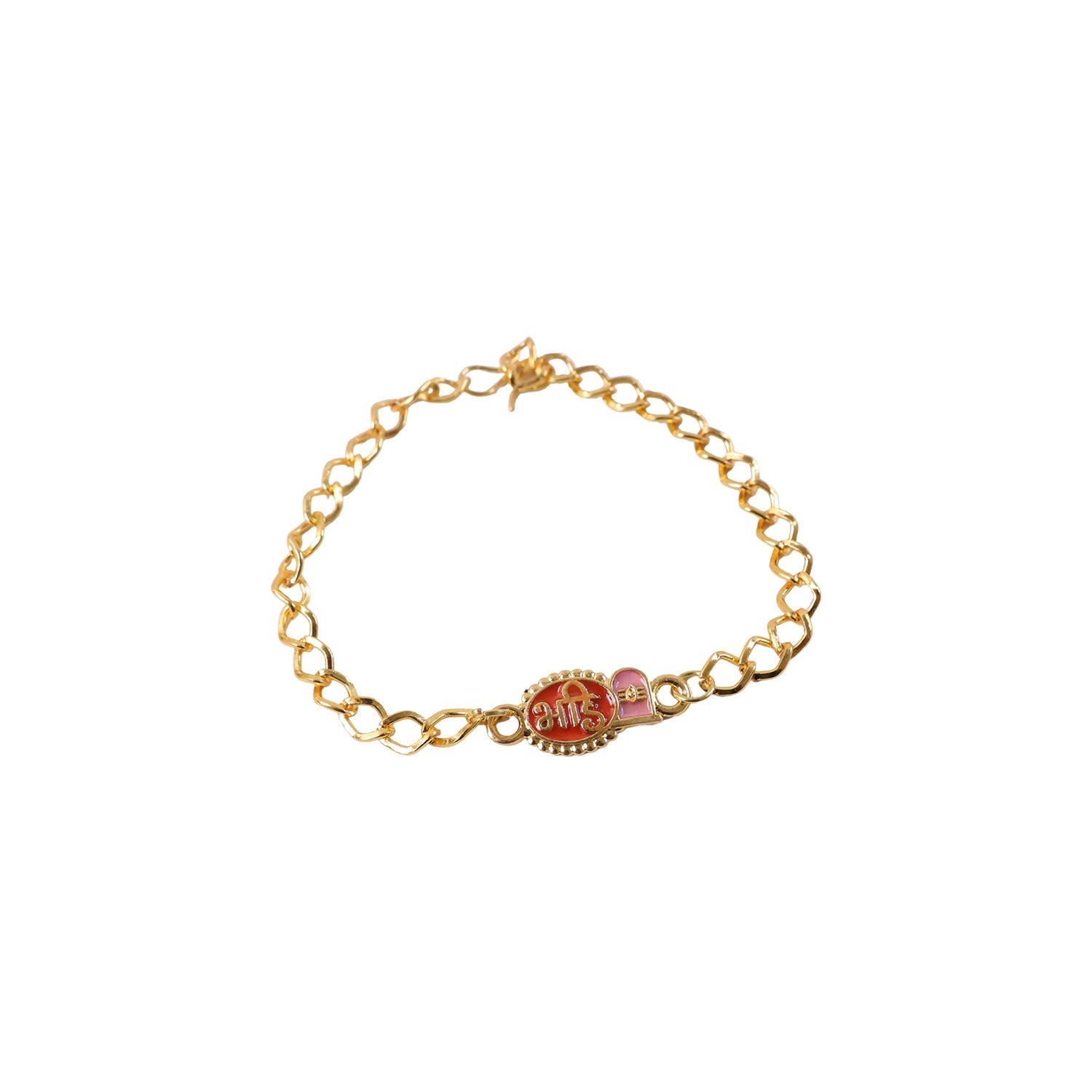 Front detail image of Bhai Round Red Enamel Rakhi bracelet