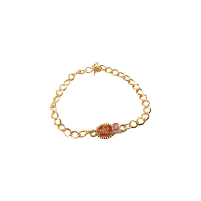 Front detail image of Bhai Round Red Enamel Rakhi bracelet