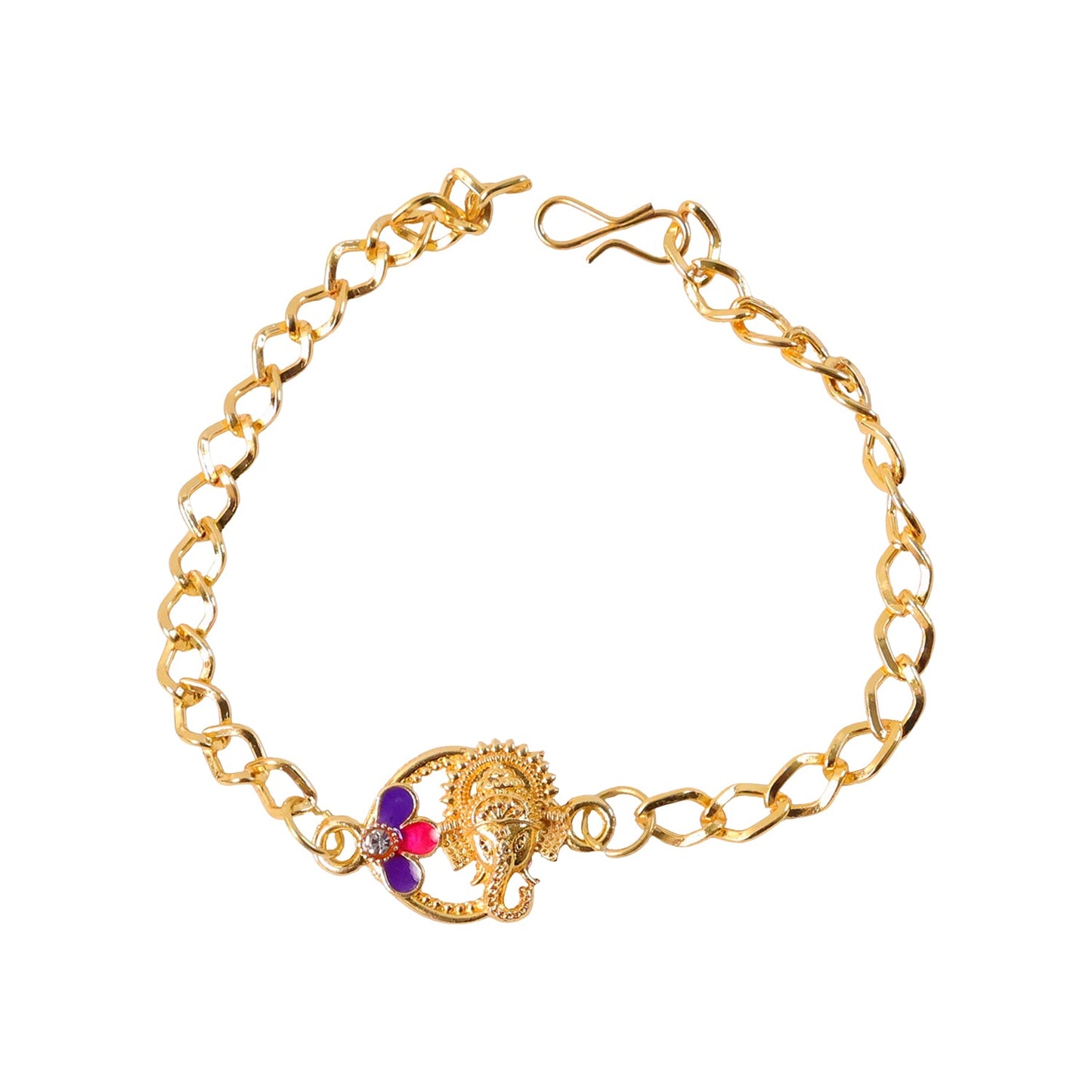 Close-up of centerpiece on Lord Ganesha rakhi bracelet
